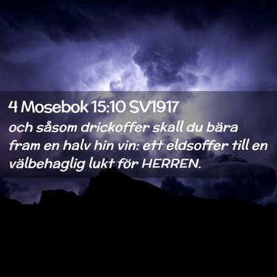 Picture 02 - 4 Mosebok 15:10 SV1917 - och såsom drickoffer skall du bära fram en halv - Bible Verse Picture