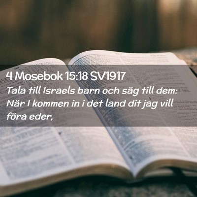 Picture 02 - 4 Mosebok 15:18 SV1917 - Tala till Israels barn och säg till dem: När I - Bible Verse Picture
