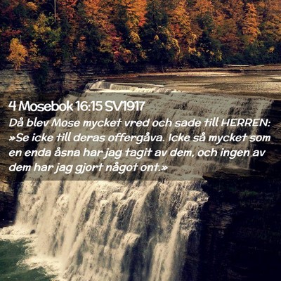 Picture 02 - 4 Mosebok 16:15 SV1917 - Då blev Mose mycket vred och sade till HERREN: - Bible Verse Picture