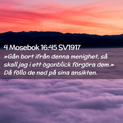 Picture 02 - 4 Mosebok 16:45 SV1917 - »Gån bort ifrån denna menighet, så skall jag - Bible Verse Picture