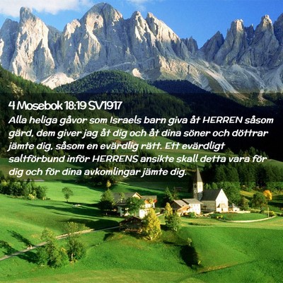 Picture 02 - 4 Mosebok 18:19 SV1917 - Alla heliga gåvor som Israels barn giva åt - Bible Verse Picture