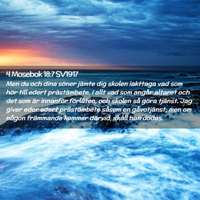 Picture 02 - 4 Mosebok 18:7 SV1917 - Men du och dina söner jämte dig skolen iakttaga - Bible Verse Picture