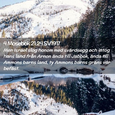 Picture 02 - 4 Mosebok 21:24 SV1917 - Men Israel slog honom med svärdsegg och intog - Bible Verse Picture