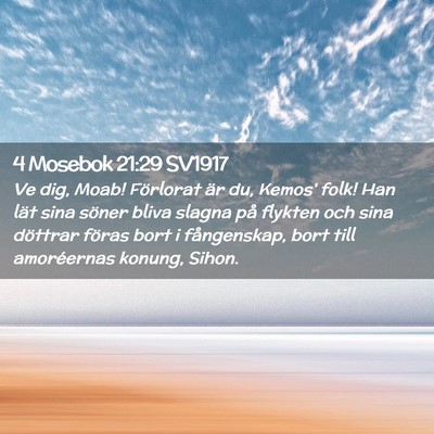Picture 02 - 4 Mosebok 21:29 SV1917 - Ve dig, Moab! Förlorat är du, Kemos' folk! Han - Bible Verse Picture