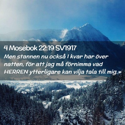 Picture 02 - 4 Mosebok 22:19 SV1917 - Men stannen nu också I kvar har över natten, - Bible Verse Picture