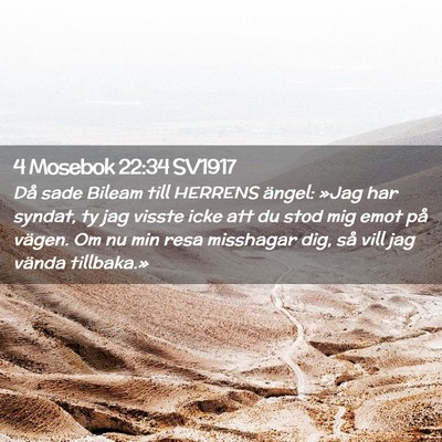 Picture 02 - 4 Mosebok 22:34 SV1917 - Då sade Bileam till HERRENS ängel: »Jag har - Bible Verse Picture