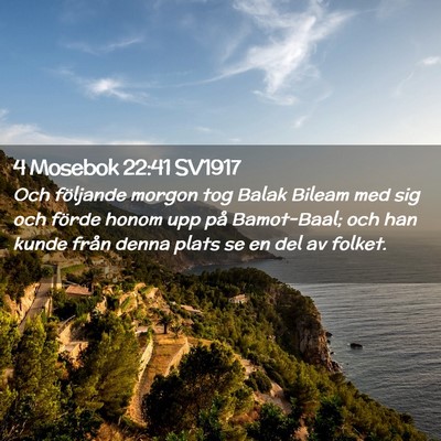 Picture 02 - 4 Mosebok 22:41 SV1917 - Och följande morgon tog Balak Bileam med sig och - Bible Verse Picture