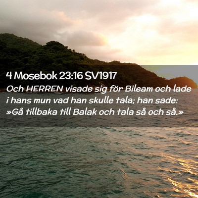Picture 02 - 4 Mosebok 23:16 SV1917 - Och HERREN visade sig för Bileam och lade i hans - Bible Verse Picture