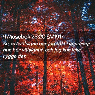 Picture 02 - 4 Mosebok 23:20 SV1917 - Se, att välsigna har jag fått i uppdrag; han - Bible Verse Picture