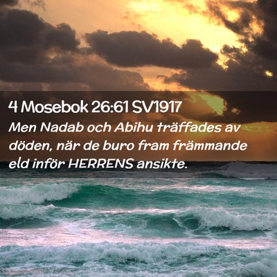 Picture 02 - 4 Mosebok 26:61 SV1917 - Men Nadab och Abihu träffades av döden, när de - Bible Verse Picture