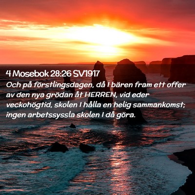 Picture 02 - 4 Mosebok 28:26 SV1917 - Och på förstlingsdagen, då I bären fram ett - Bible Verse Picture