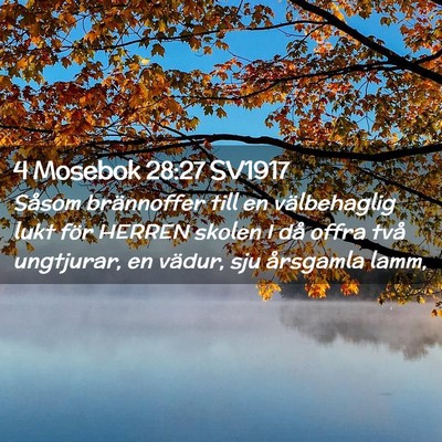 Picture 02 - 4 Mosebok 28:27 SV1917 - Såsom brännoffer till en välbehaglig lukt för - Bible Verse Picture