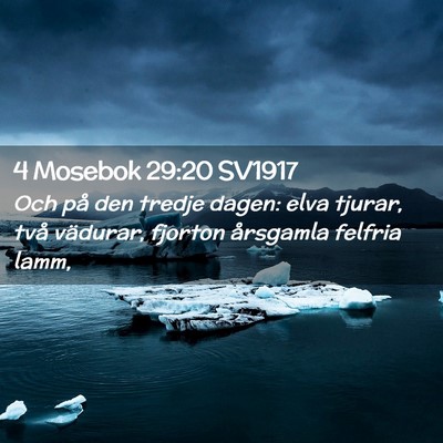 Picture 02 - 4 Mosebok 29:20 SV1917 - Och på den tredje dagen: elva tjurar, två - Bible Verse Picture