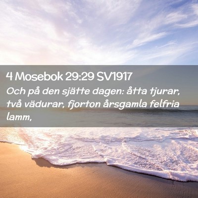Picture 02 - 4 Mosebok 29:29 SV1917 - Och på den sjätte dagen: åtta tjurar, två - Bible Verse Picture