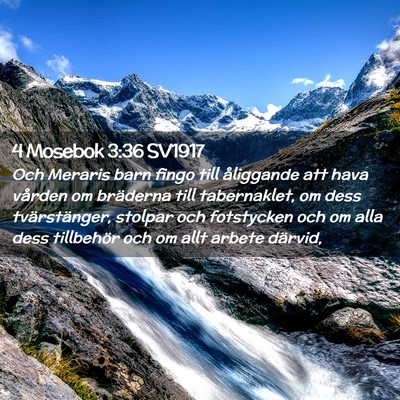 Picture 02 - 4 Mosebok 3:36 SV1917 - Och Meraris barn fingo till åliggande att hava - Bible Verse Picture