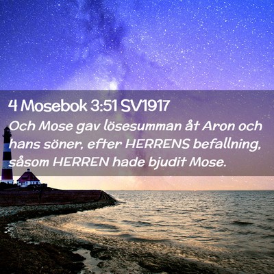 Picture 02 - 4 Mosebok 3:51 SV1917 - Och Mose gav lösesumman åt Aron och hans - Bible Verse Picture