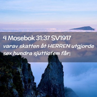 Picture 02 - 4 Mosebok 31:37 SV1917 - varav skatten åt HERREN utgjorde sex hundra - Bible Verse Picture