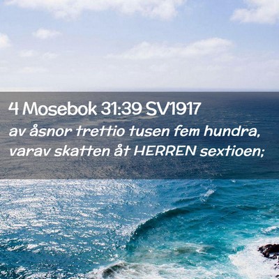 Picture 02 - 4 Mosebok 31:39 SV1917 - av åsnor trettio tusen fem hundra, varav skatten - Bible Verse Picture