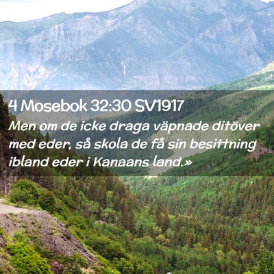 Picture 02 - 4 Mosebok 32:30 SV1917 - Men om de icke draga väpnade ditöver med eder, - Bible Verse Picture