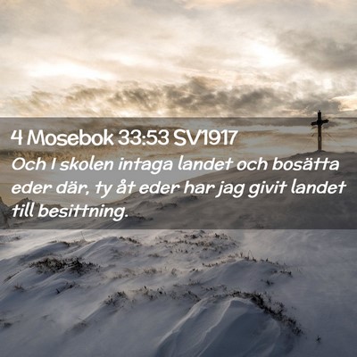 Picture 02 - 4 Mosebok 33:53 SV1917 - Och I skolen intaga landet och bosätta eder - Bible Verse Picture
