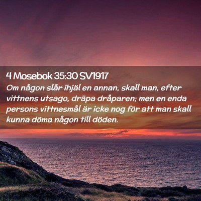 Picture 02 - 4 Mosebok 35:30 SV1917 - Om någon slår ihjäl en annan, skall man, efter - Bible Verse Picture