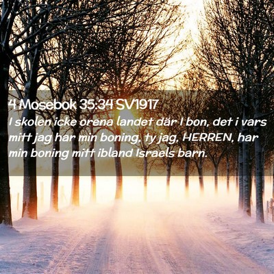 Picture 02 - 4 Mosebok 35:34 SV1917 - I skolen icke orena landet där I bon, det i vars - Bible Verse Picture