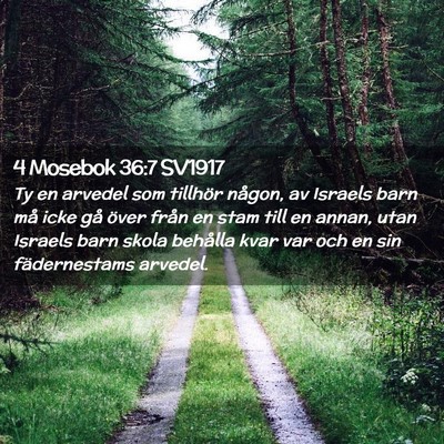 Picture 02 - 4 Mosebok 36:7 SV1917 - Ty en arvedel som tillhör någon, av Israels - Bible Verse Picture