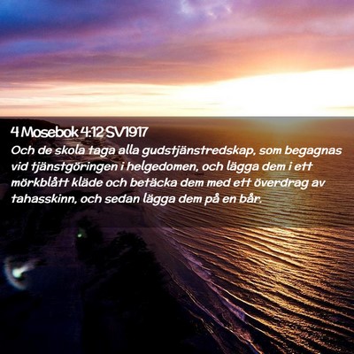 Picture 02 - 4 Mosebok 4:12 SV1917 - Och de skola taga alla gudstjänstredskap, som - Bible Verse Picture