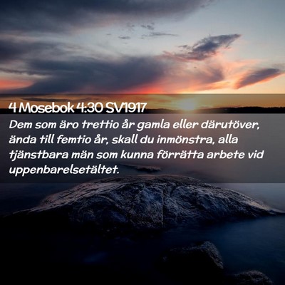 Picture 02 - 4 Mosebok 4:30 SV1917 - Dem som äro trettio år gamla eller därutöver, - Bible Verse Picture