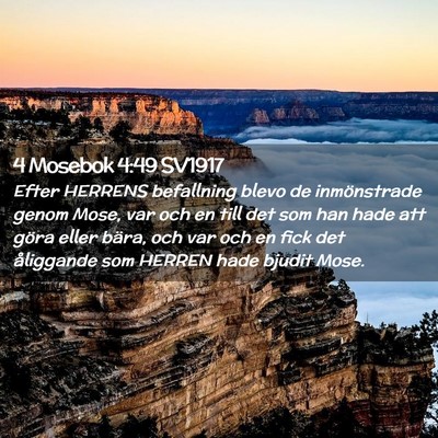 Picture 02 - 4 Mosebok 4:49 SV1917 - Efter HERRENS befallning blevo de inmönstrade - Bible Verse Picture