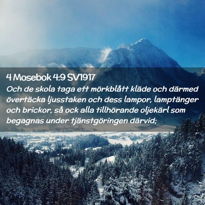 Picture 02 - 4 Mosebok 4:9 SV1917 - Och de skola taga ett mörkblått kläde och - Bible Verse Picture