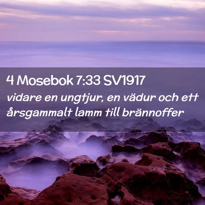 Picture 02 - 4 Mosebok 7:33 SV1917 - vidare en ungtjur, en vädur och ett årsgammalt - Bible Verse Picture