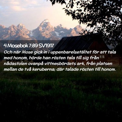 Picture 02 - 4 Mosebok 7:89 SV1917 - Och när Mose gick in i uppenbarelsetältet för - Bible Verse Picture