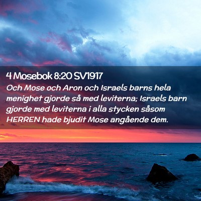 Picture 02 - 4 Mosebok 8:20 SV1917 - Och Mose och Aron och Israels barns hela menighet - Bible Verse Picture