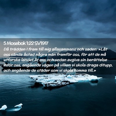 Picture 02 - 5 Mosebok 1:22 SV1917 - Då trädden I fram till mig allasammans och - Bible Verse Picture