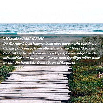 Picture 02 - 5 Mosebok 12:17 SV1917 - Du får alltså icke hemma inom dina portar äta - Bible Verse Picture