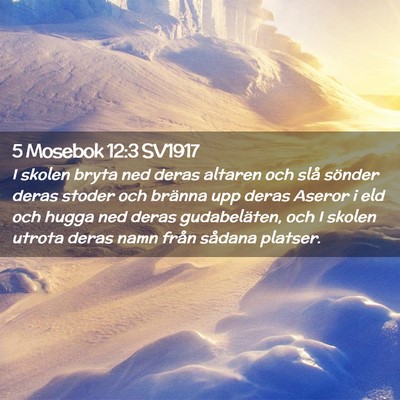 Picture 02 - 5 Mosebok 12:3 SV1917 - I skolen bryta ned deras altaren och slå sönder - Bible Verse Picture