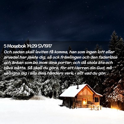 Picture 02 - 5 Mosebok 14:29 SV1917 - Och sedan skall leviten få komma, han som ingen - Bible Verse Picture