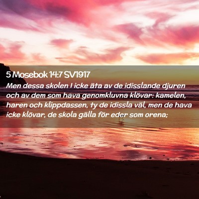 Picture 02 - 5 Mosebok 14:7 SV1917 - Men dessa skolen I icke äta av de idisslande - Bible Verse Picture