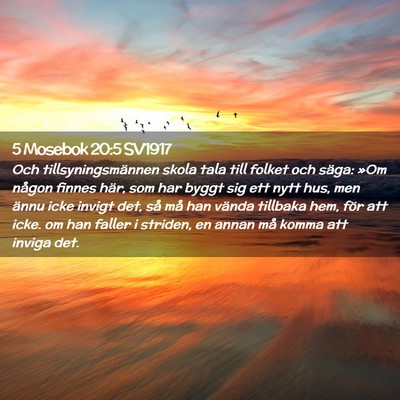 Picture 02 - 5 Mosebok 20:5 SV1917 - Och tillsyningsmännen skola tala till folket och - Bible Verse Picture