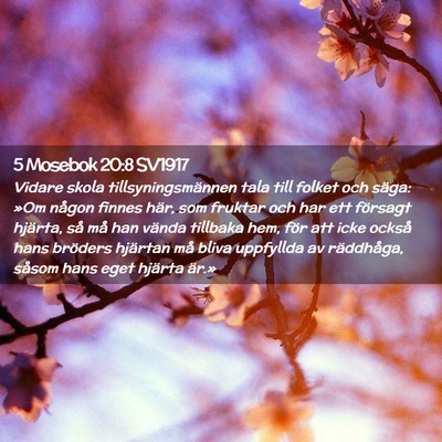 Picture 02 - 5 Mosebok 20:8 SV1917 - Vidare skola tillsyningsmännen tala till folket - Bible Verse Picture