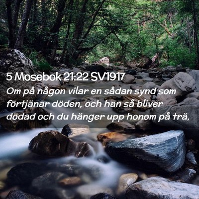 Picture 02 - 5 Mosebok 21:22 SV1917 - Om på någon vilar en sådan synd som - Bible Verse Picture