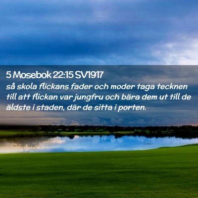 Picture 02 - 5 Mosebok 22:15 SV1917 - så skola flickans fader och moder taga tecknen - Bible Verse Picture