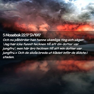 Picture 02 - 5 Mosebok 22:17 SV1917 - Och nu påbördar han henne skamliga ting och - Bible Verse Picture
