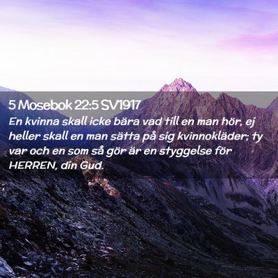Picture 02 - 5 Mosebok 22:5 SV1917 - En kvinna skall icke bära vad till en man hör, - Bible Verse Picture