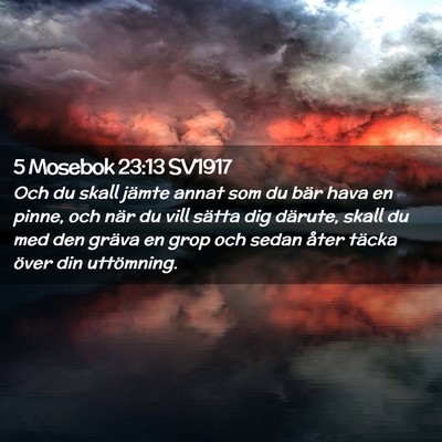 Picture 02 - 5 Mosebok 23:13 SV1917 - Och du skall jämte annat som du bär hava en - Bible Verse Picture
