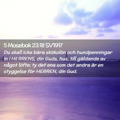 Picture 02 - 5 Mosebok 23:18 SV1917 - Du skall icke bära skökolön och hundpenningar - Bible Verse Picture