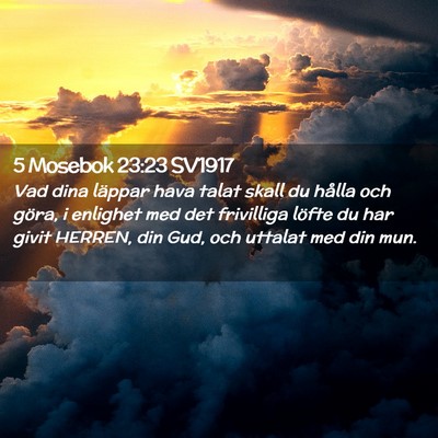 Picture 02 - 5 Mosebok 23:23 SV1917 - Vad dina läppar hava talat skall du hålla och - Bible Verse Picture
