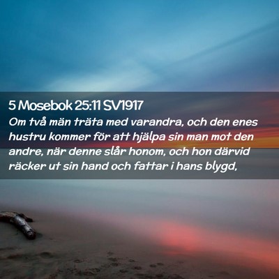 Picture 02 - 5 Mosebok 25:11 SV1917 - Om två män träta med varandra, och den enes - Bible Verse Picture