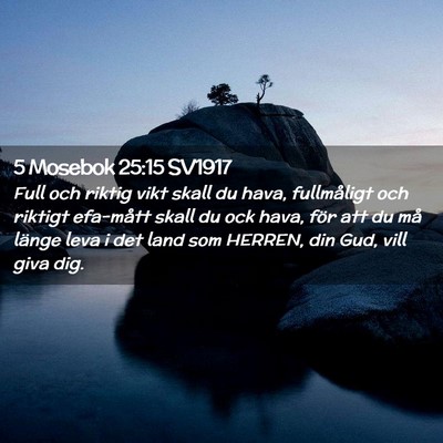 Picture 02 - 5 Mosebok 25:15 SV1917 - Full och riktig vikt skall du hava, fullmåligt - Bible Verse Picture